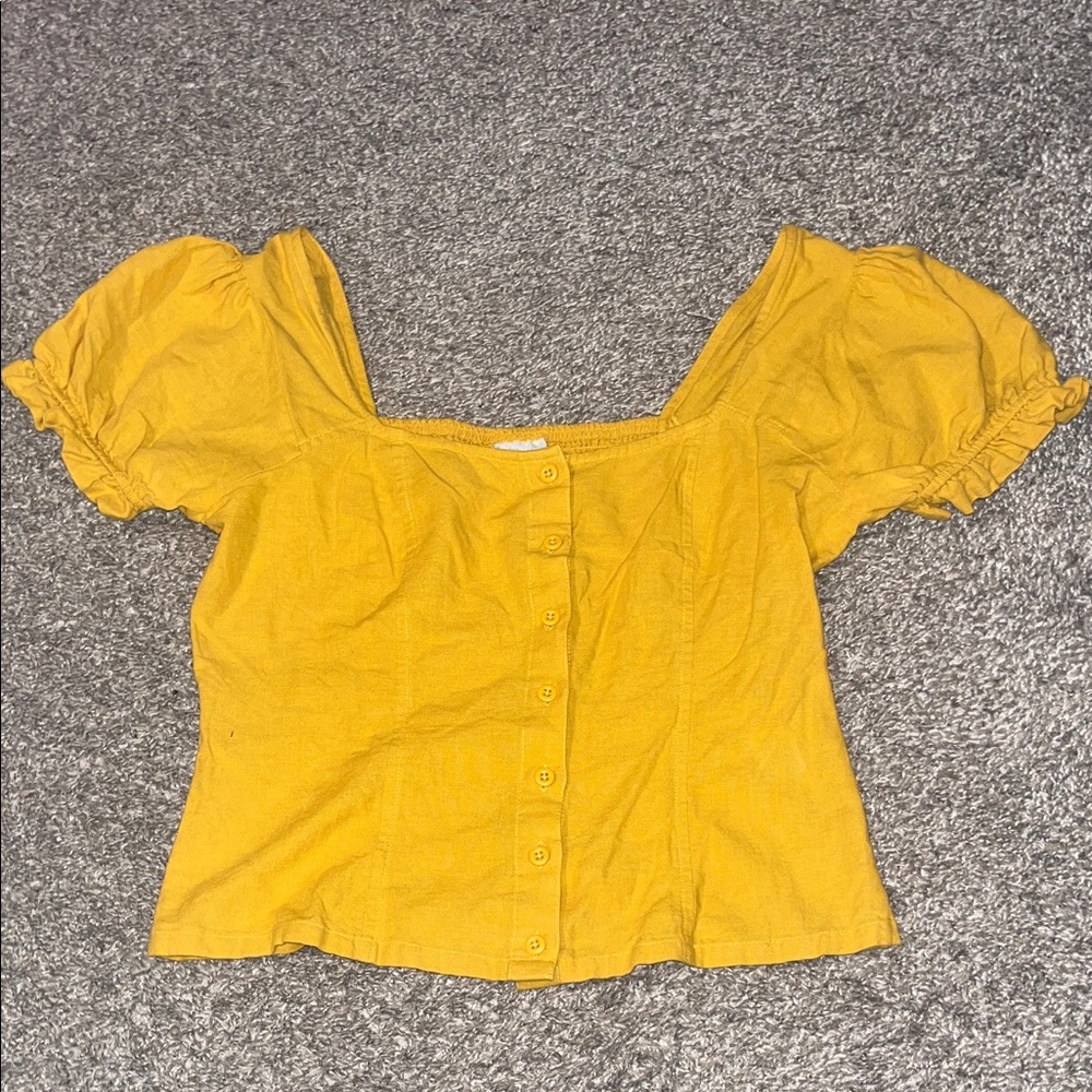 Abound Mustard Puff Sleeve Blouse